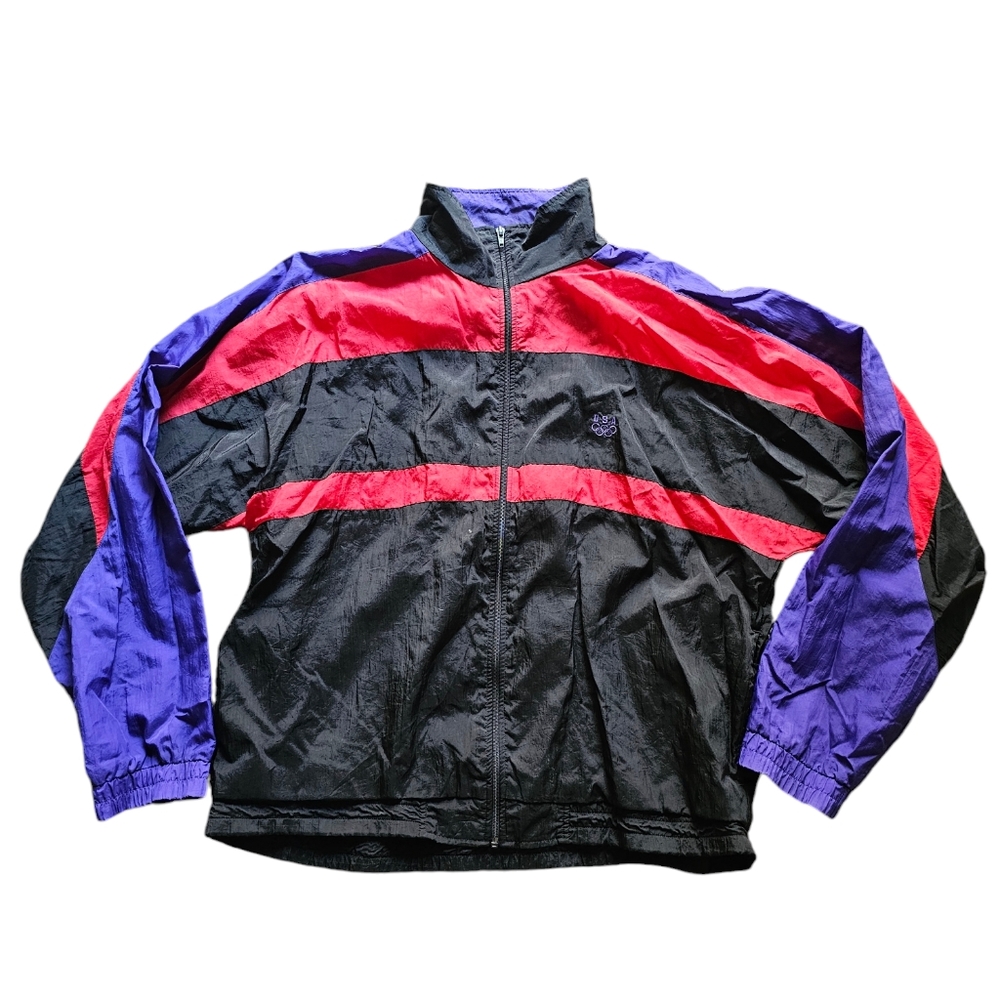 JC Penney USA Olympics‎ Y2K vintage Windbreaker Track Jacket  Colorblock size L
